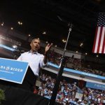 U.S. President Barack Obama speaks during a campaign rally at the Ohio State University in Columbus, Ohio May 5, 2012. President Obama officially kicked off his reelection campaign today with visits to Ohio and Virginia. REUTERS/Kevin Lamarque