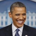 U.S. President Barack Obama smiles while answering questions in the White House Press Briefing Room in Washington, June 8, 2012. REUTERS/Larry Downing