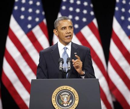 FILE - In this Jan. 29, 2013 file photo, President Barack Obama gestures as he speaks in Las Vegas. Just as President Barack Obama is pushing new initiatives on gun control and immigration, the gloomy old problem of a sluggish economy is shoving its way back into prominence. That could imperil his focus on other issues, just as he is shaping a second-term agenda. (AP Photo/Isaac Brekken, File)