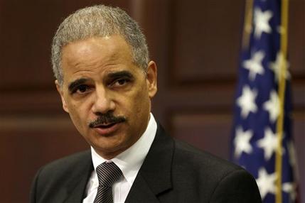 Attorney General Eric Holder speaks about strategy to mitigate the theft of U.S. trade secrets, Wednesday, Feb. 20, 2013, in the Eisenhower Executive Office Building on the White House complex in Washington. The Obama administration is launching a new strategy to fight the growing theft of trade secrets following new evidence linking cyberstealing to China's military.  (AP Photo/Jacquelyn Martin)