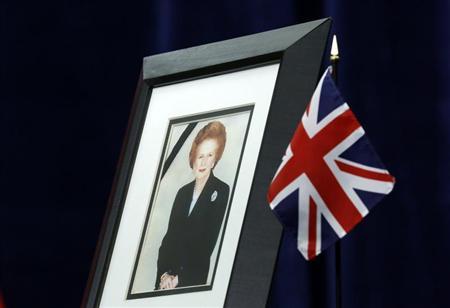 A portrait of former British prime minister Margaret Thatcher is pictured at the British High Commission in Ottawa April 9, 2013. REUTERS/Chris Wattie