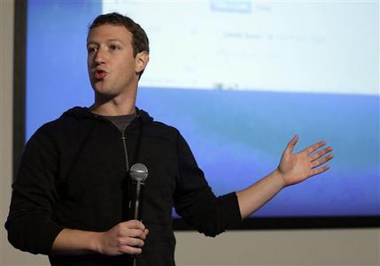 FILE - In this Jan. 15, 2013 file photo, Facebook CEO Mark Zuckerberg speaks at Facebook headquarters in Menlo Park, Calif. The expansion of H-1b visas is considered the first major victory for Zuckerbergs new non-profit lobbying organization, FWD.us, which receives financial backing from such big tech names as Bill Gates of Microsoft, Reid Hoffman of LinkedIn and Napster pioneer Sean Parker. In announcing the group, pronounced forward us, Zuckerberg in April called for changes so that U.S. businesses could attract the most talented and hardest-working people, no matter where they were born. (AP Photo/Jeff Chiu, File)