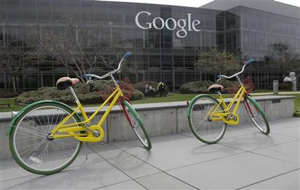 FILE - This March 15, 2013, file photo shows Google bicycles at the Google campus in Mountain View, Calif. In the era of intense government surveillance and secret court orders, a murky multimillion-dollar market has emerged. Paid for by U.S. tax dollars, but with little public scrutiny, surveillance fees charged in secret by technology and phone companies can vary wildly. While Microsoft, Yahoo and Google wont say how much they charge, the American Civil Liberties Union found that email records can be turned over for as little as $25.  (AP Photo/Jeff Chiu, File)