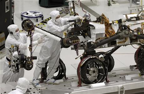 engineers working on the Mars rover Curiosity