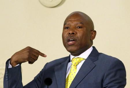 Newly appointed SA Reserve Bank governor (SARB) Lesetja Kganyago gestures during a media briefing in Pretoria