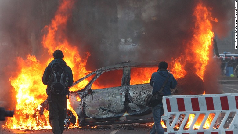 protests against the European Central Bank turned violent