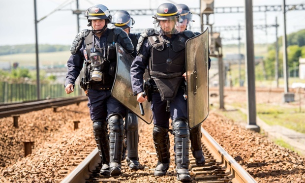 French riot police officers