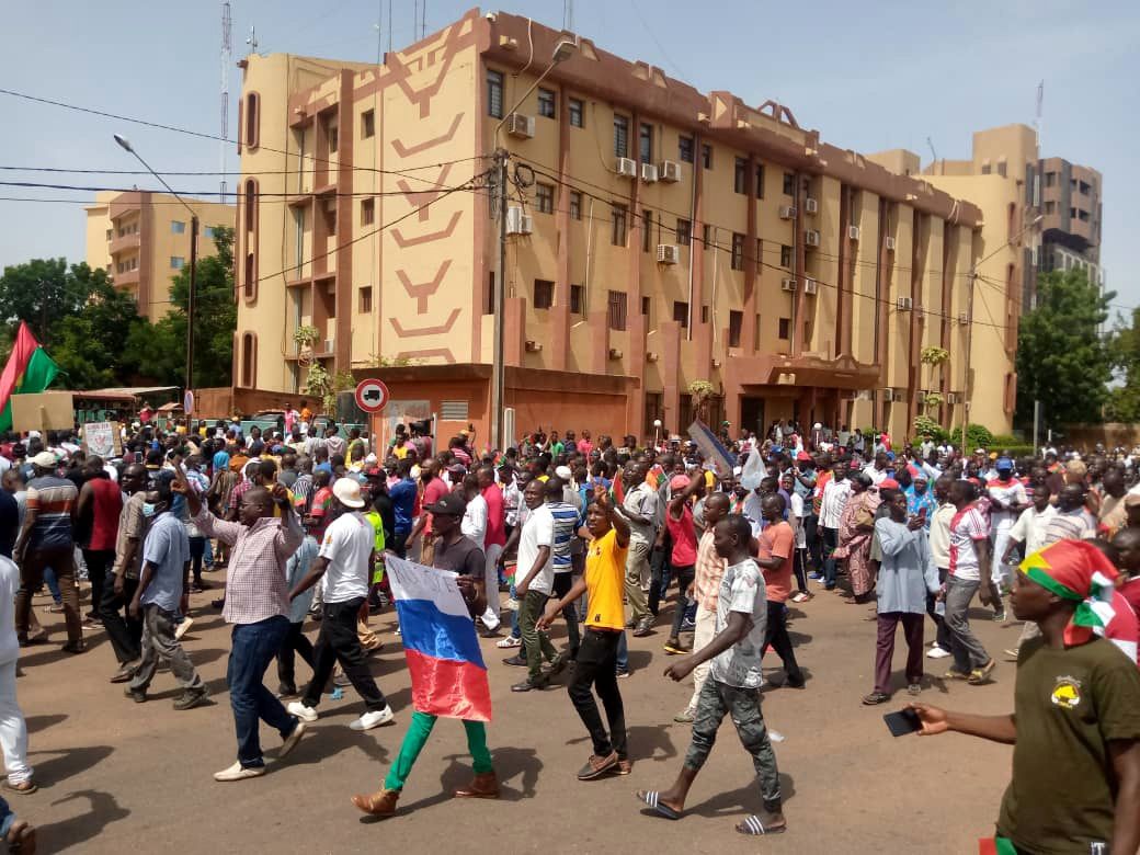 Opposition parties supporters attend a protest to denounce the government's handling of the security situation following attacks by Islamist militants that have killed scores in the past weeks In Ouagadougou