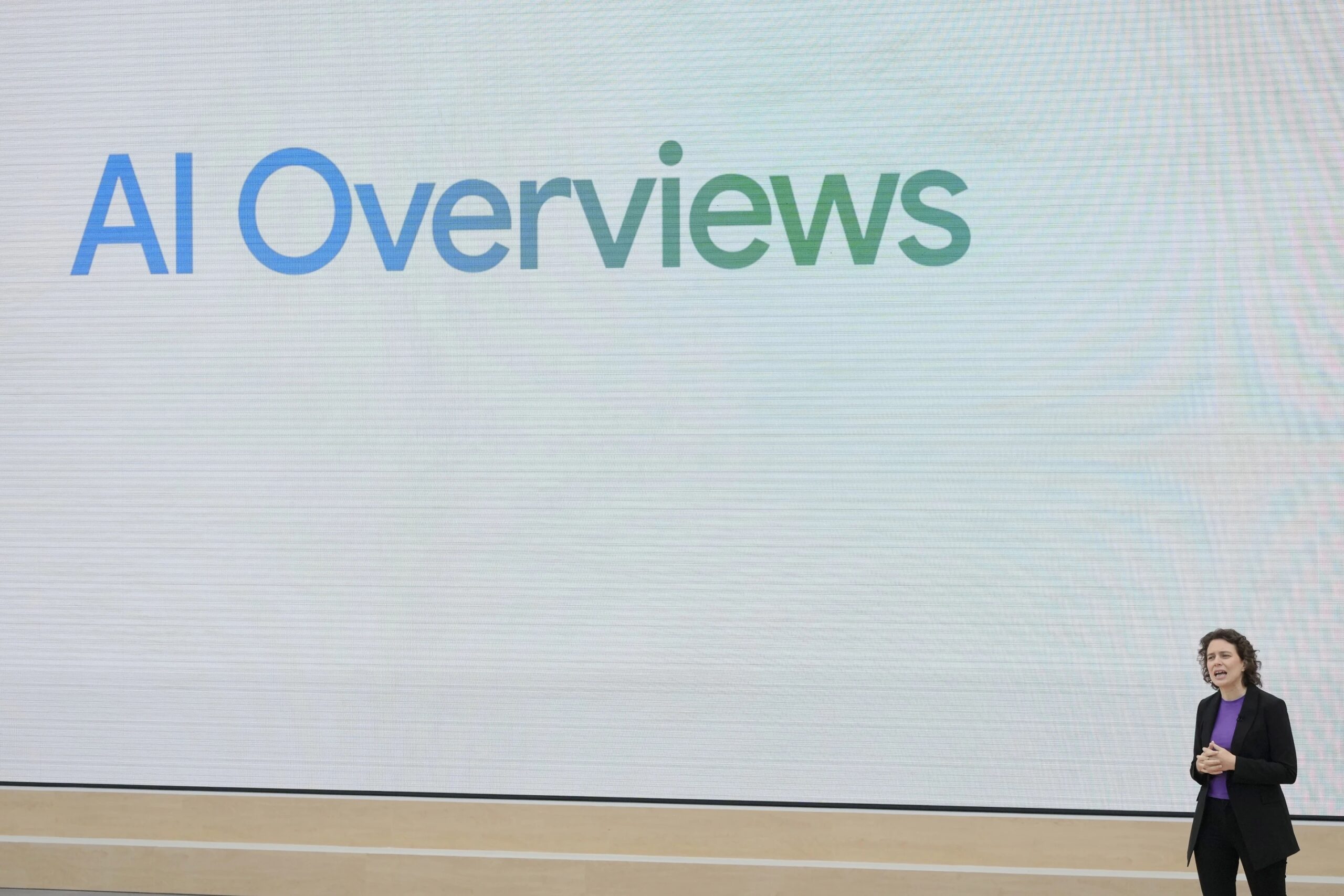 Liz Reid, Google head of Search, speaks at a Google I/O event in Mountain View
