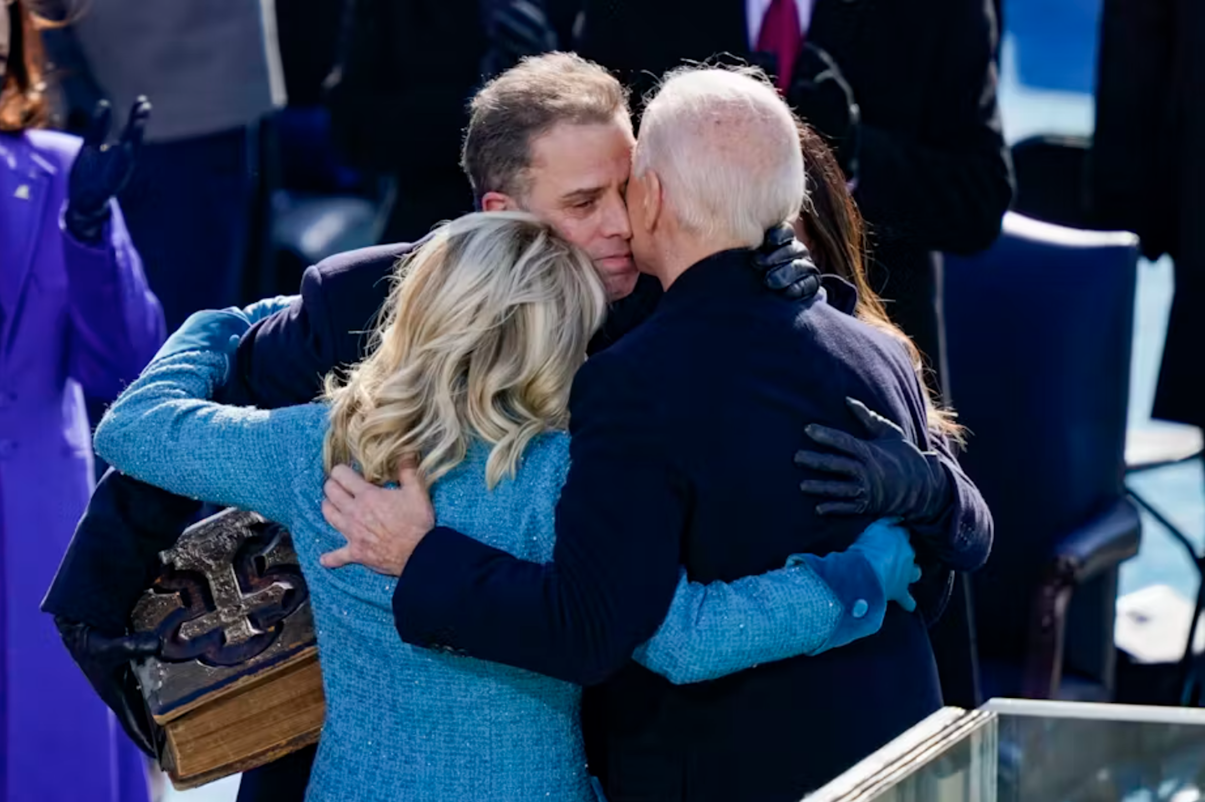 Hunter Biden embraces his father, President Joe Biden