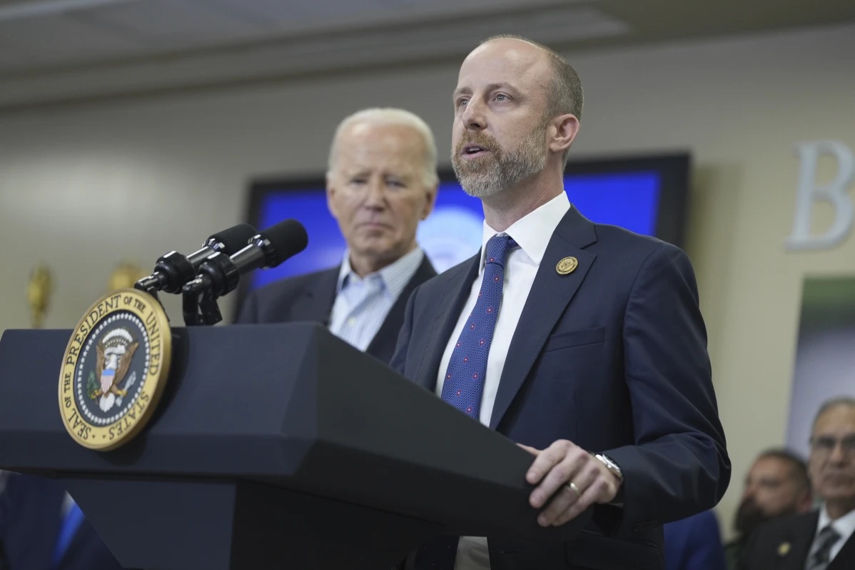 Brownsville Mayor John Cowen delivers remarks during a visit to the southern border, Feb. 29, 2024, in Brownsville, Texas