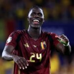 Soccer Football - Euro 2024 - Group E - Belgium v Romania - Cologne Stadium, Cologne, Germany - June 22, 2024 Belgium's Amadou Onana celebrates after the match