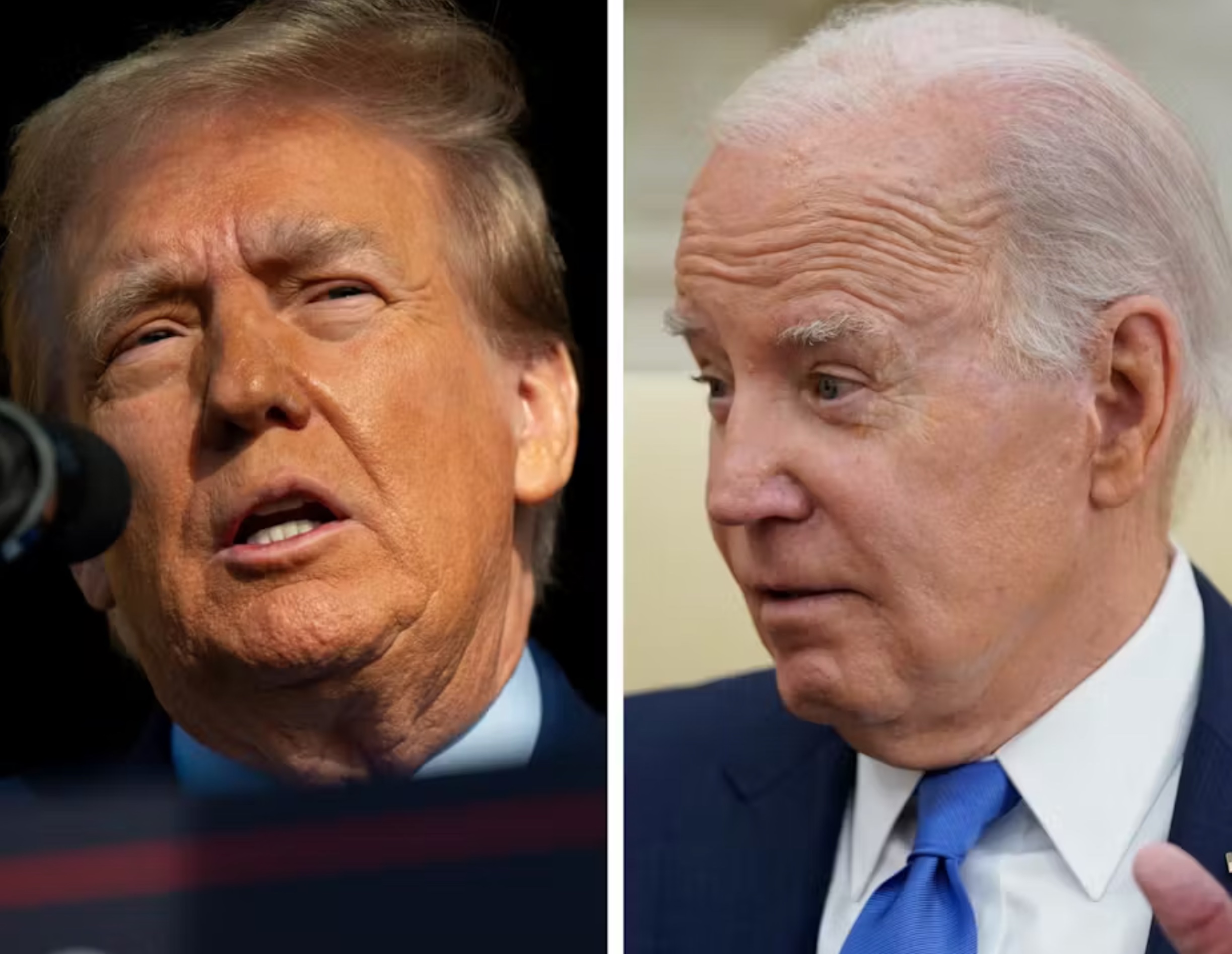 Donald Trump, left, and Joe Biden