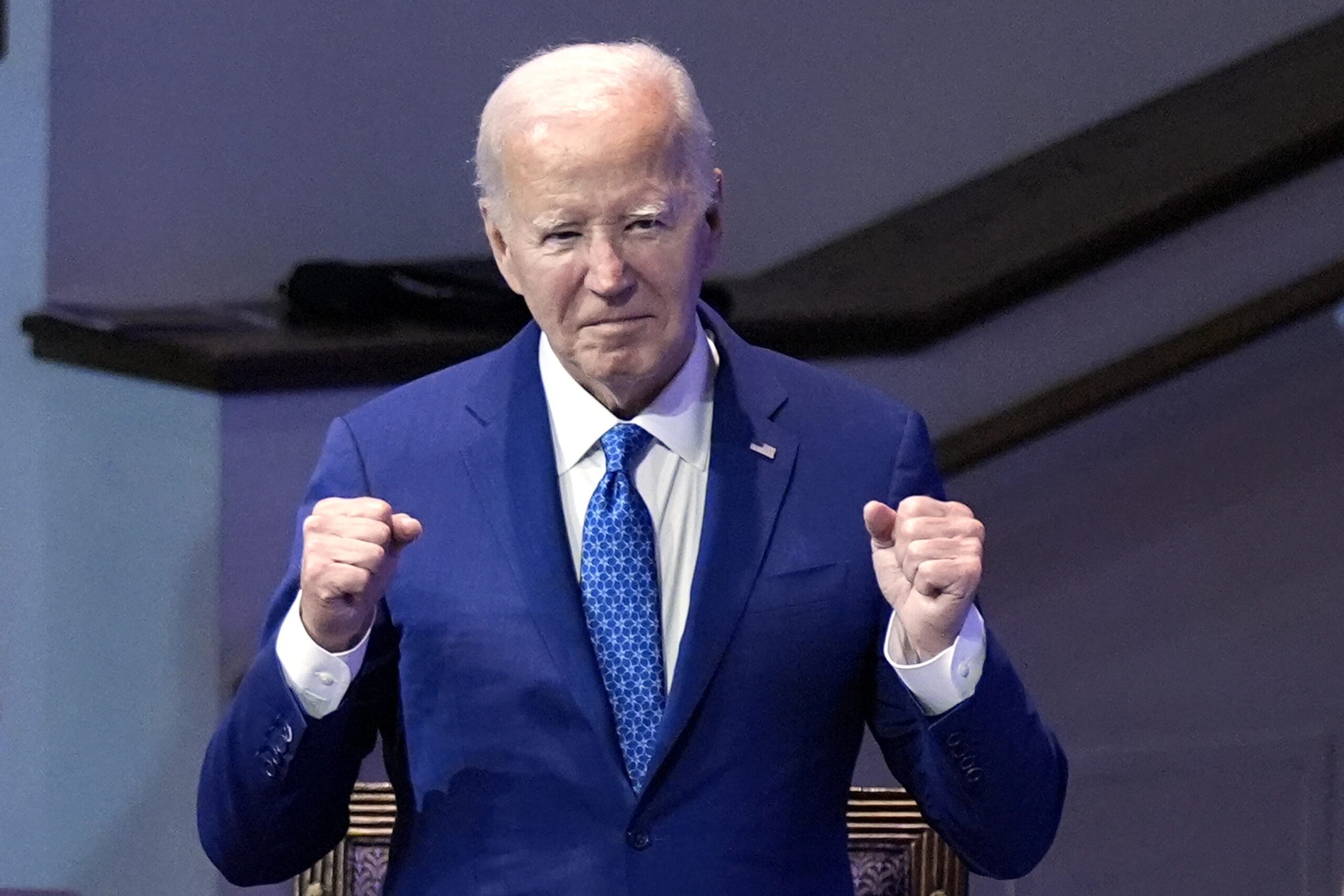 President Joe Biden attends a church service at Mt. Airy Church of God in Christ, Sunday, July 7, 2024