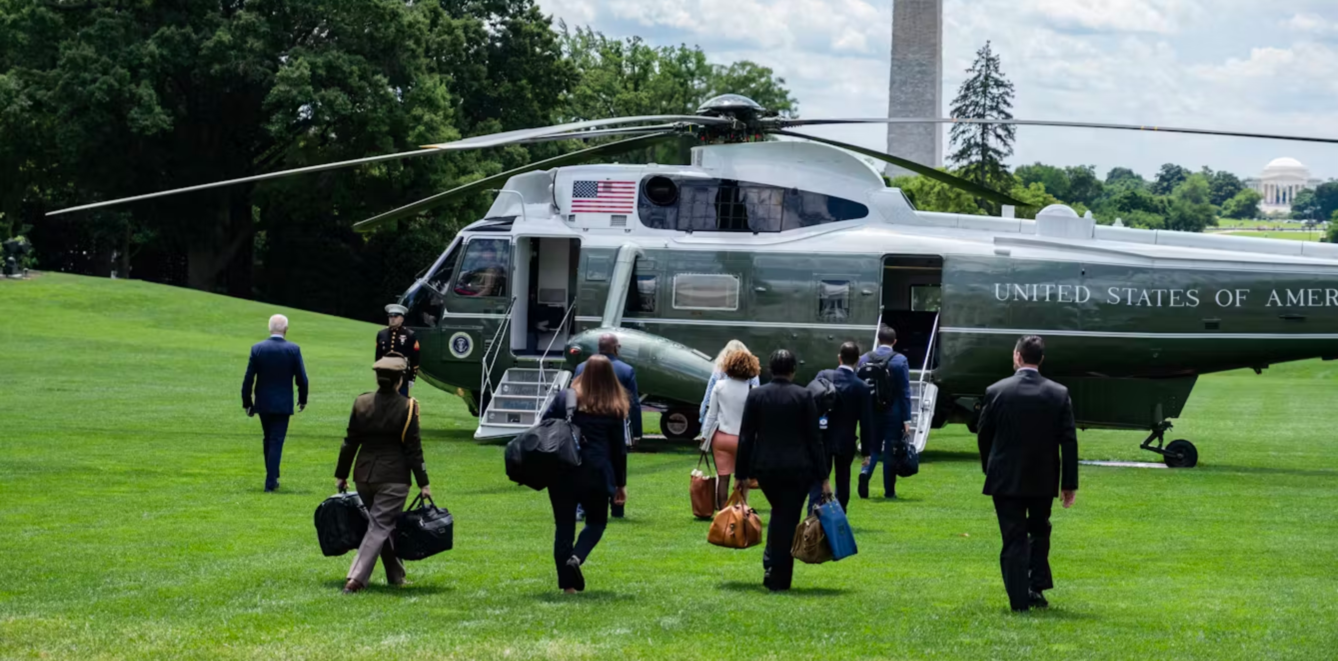 President Joe Biden makes his way to Marine One