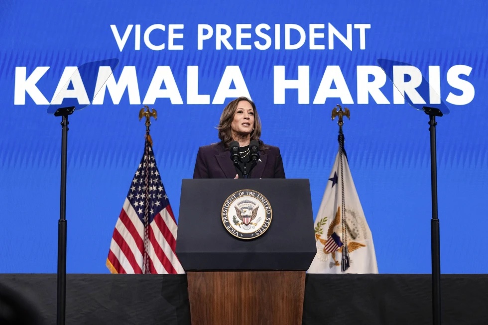 Vice President Kamala Harris speaks during the American Federation of Teachers’ 88th national convention, July 25, 2024, in Houston. 