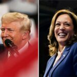 A combination picture shows Republican presidential nominee and former U.S. President Donald Trump and U.S. Vice President and Democratic presidential candidate Kamala Harris