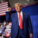 Former U.S. President Donald Trump takes the stage during a campaign rally in Johnstown, Pa., on Aug. 30, 2024.