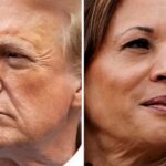 Former U.S. President Donald Trump in New York City, U.S. May 30, 2024 and U.S. Vice President Kamala Harris in Washington, U.S., July 22, 2024 in a combination of file photos.