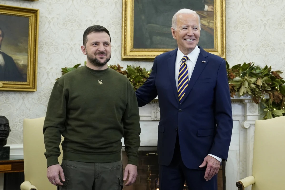 President Joe Biden meets with Ukrainian President Volodymyr Zelenskyy in the Oval Office of the White House, Wednesday, Dec. 21, 2022