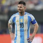 Argentina’s Lionel Messi during a Copa America semifinal soccer match against Canada in East Rutherford, N.J., July 9, 2024.