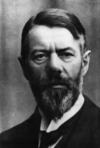 A portrait of the German sociologist Max Weber in the 1900s. 