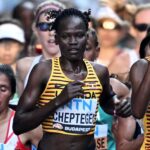 Athletics - World Athletics Championship - Women's Marathon - National Athletics Centre, Budapest, Hungary - August 26, 2023 Uganda's Rebecca Cheptegei in action during the women's marathon final