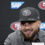 FILE - San Francisco 49ers first round draft pick Ricky Pearsall speaks at an NFL football news conference, April 26, 2024, at the team’s facility in Santa Clara, Calif. (AP Photo/Godofredo A. Vásquez, File)