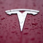 A Tesla logo is shown on Feb. 27, 2024, in Charlotte, N.C.