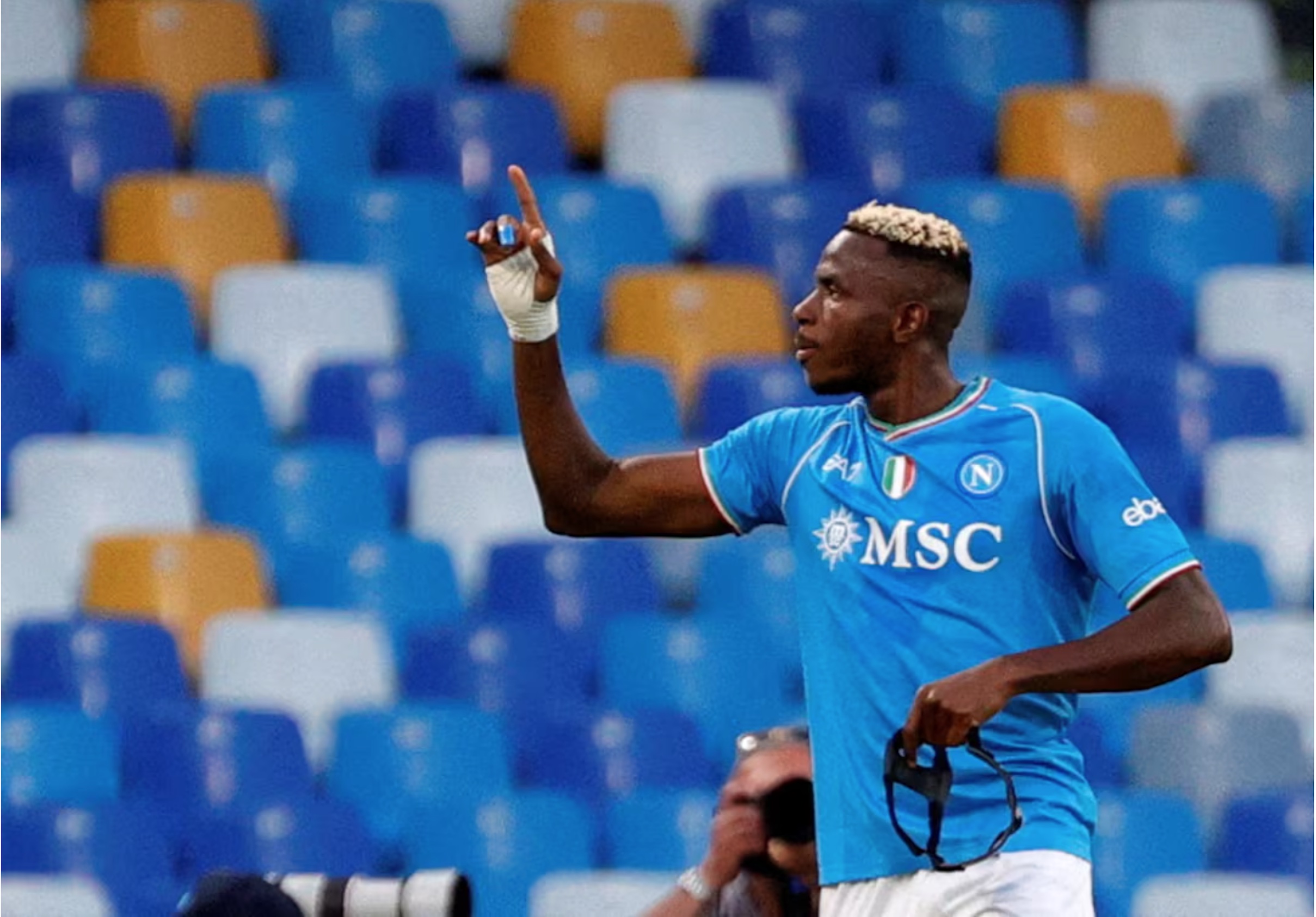 Napoli's Victor Osimhen celebrates scoring their second goal 