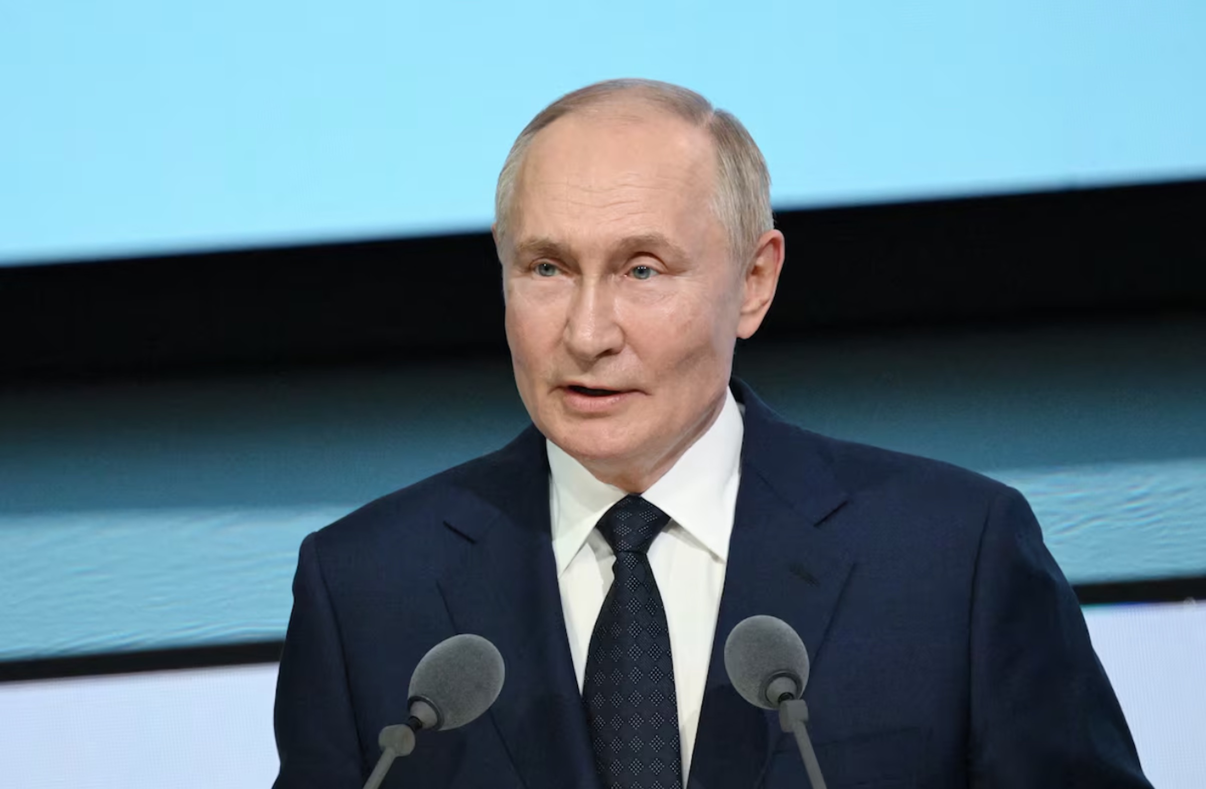 Russian President Vladimir Putin speaks during a plenary session of the 10th St. Petersburg International United Cultures Forum in Saint Petersburg, Russia September 12, 2024. 