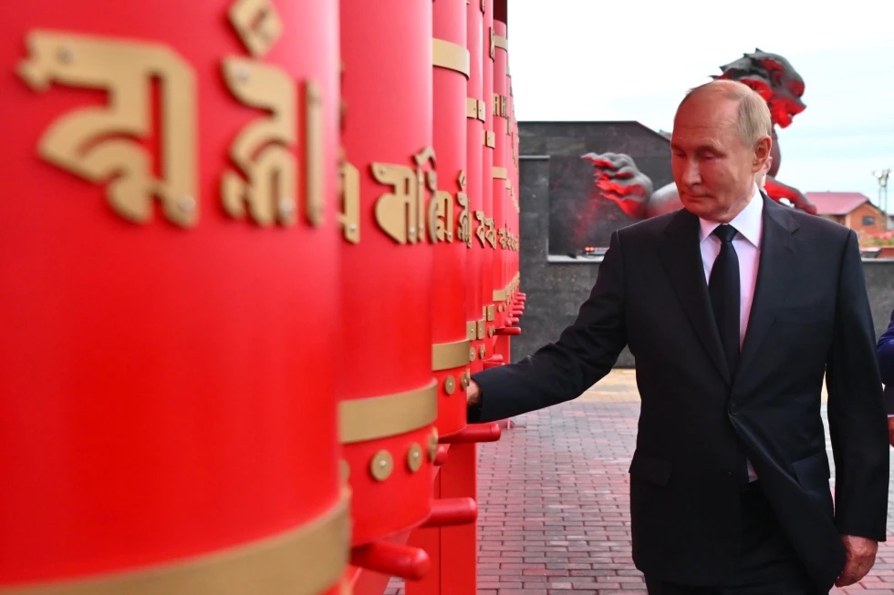 Russian President Vladimir Putin visits Tubten Shedrub Ling datsan in Kyzyl, Republic of Tyva, Russia, Monday, Sept. 2, 2024.