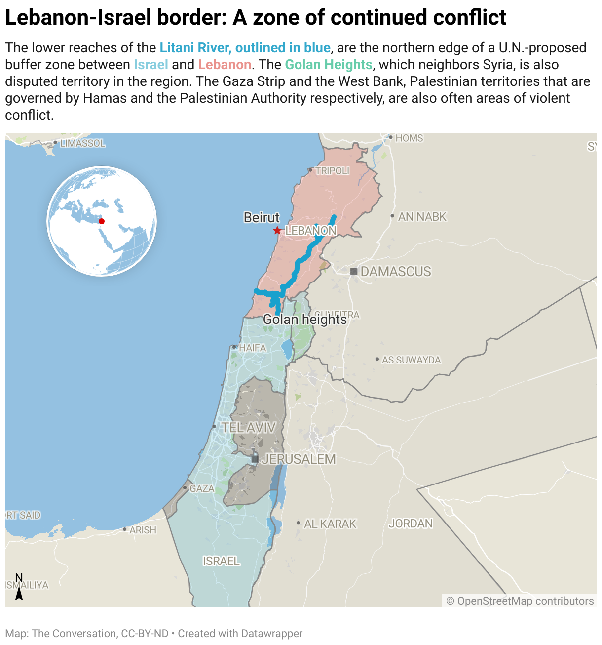 Lebanon-Israel border map