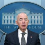 Homeland Security Secretary Alejandro Mayorkas speaks Tuesday, Oct. 1, 2024, during a briefing at the White House in Washington.