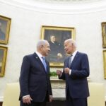 President Joe Biden, right, talks with Israeli Prime Minister Benjamin Netanyahu, left, in the Oval Office of the White House in Washington, July 25, 2024.