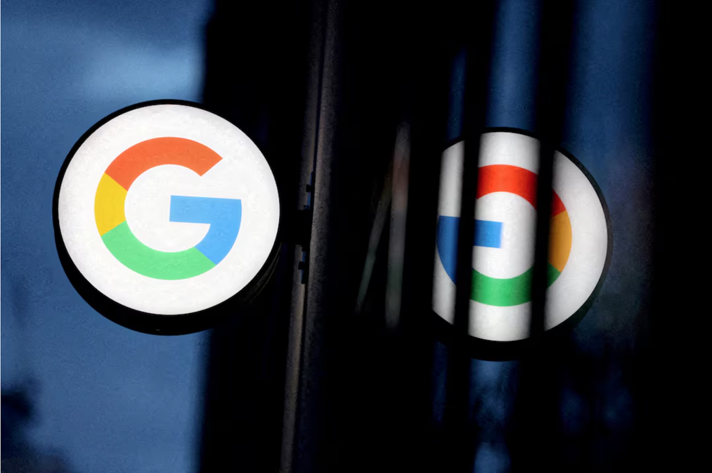 The logo for Google is seen at a Google store in Manhattan, New York City, U.S., November 17, 2021. 