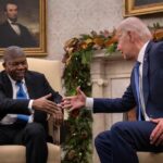 President Joe Biden (R) hosts his Angolan counterpart, President João Manuel Gonçalves Lourenço, at the White House in 2023.