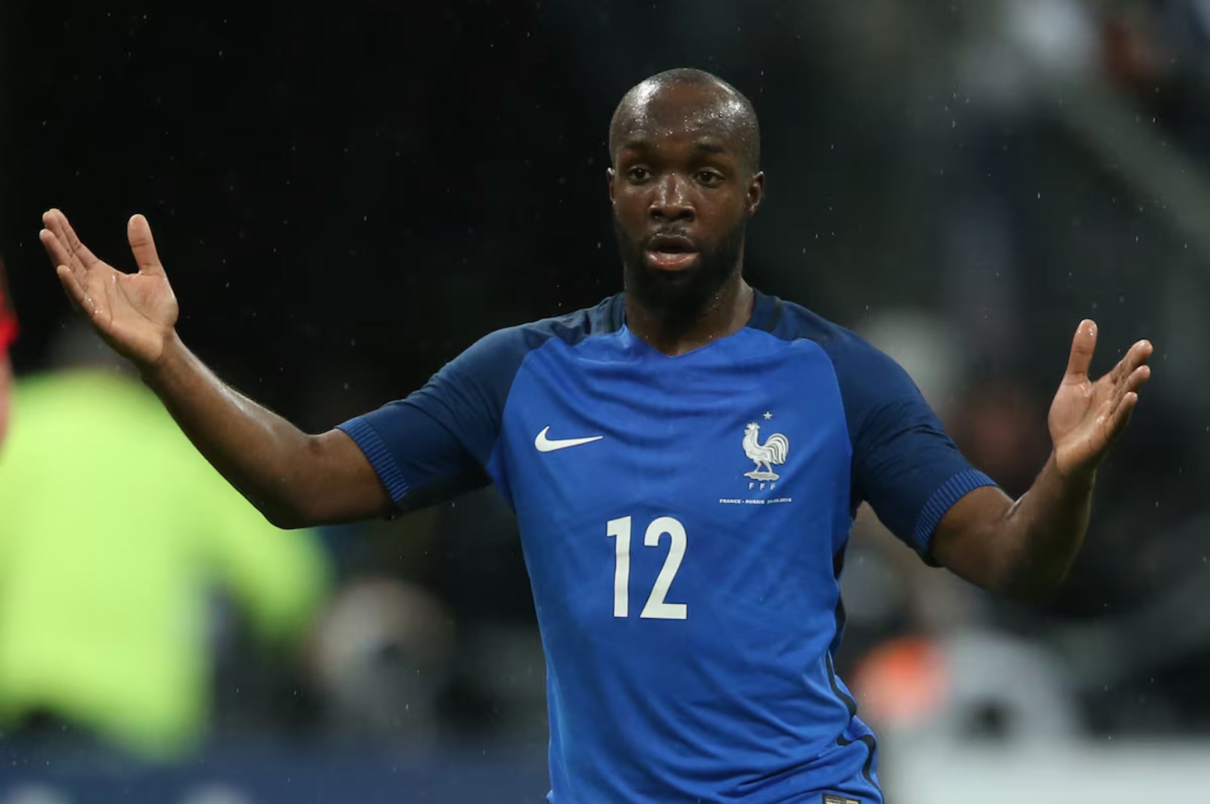 French soccer team player Lassana Diarra reacts . 