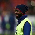 Paris Saint-Germain’s Lassana Diarra warms up before the match