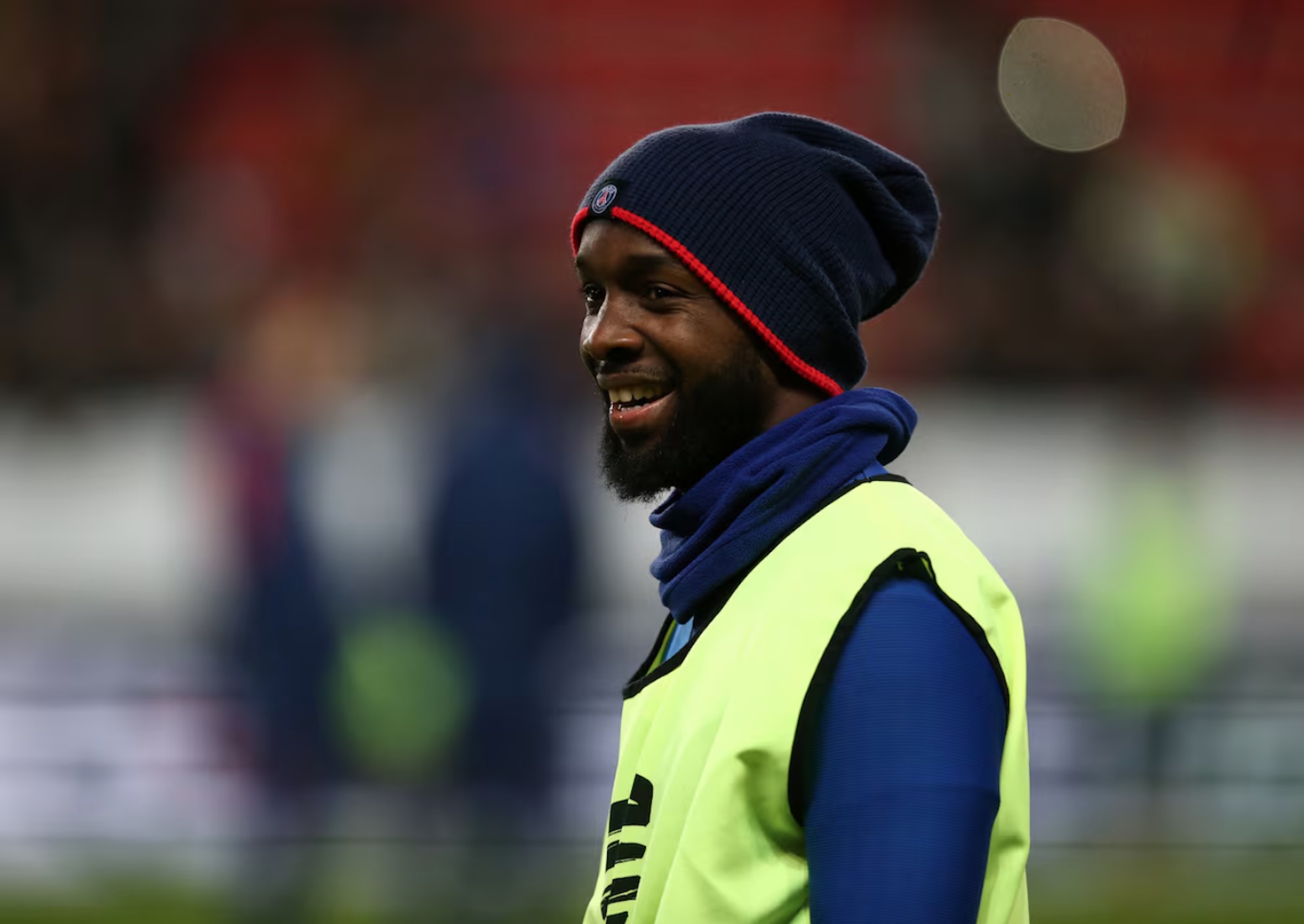 Paris Saint-Germain’s Lassana Diarra warms up before the match 