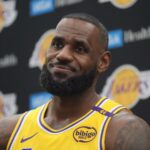 Sep 30, 2024; El Segundo, CA, USA; Los Angeles Lakers forward LeBron James (6) during media day at the UCLA Health Training Center.