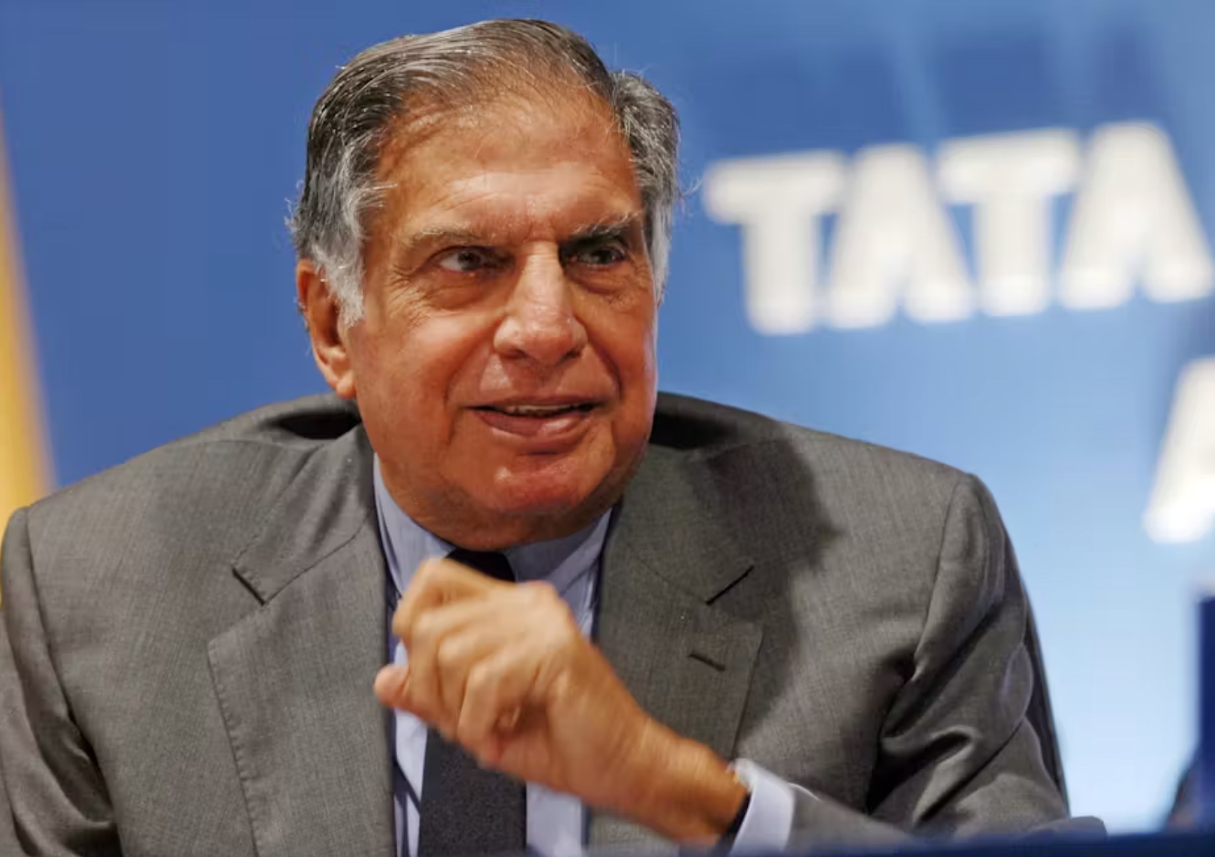 Ratan Tata at a Tata subsidiary AGM. 