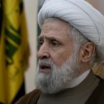 Hezbollah’s deputy leader Sheik Naim Kassem, speaks during an interview with The Associated Press in Beirut’s southern suburbs, Lebanon, Tuesday, July 2, 2024.