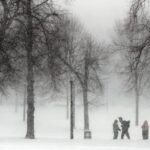 Snow falls on Boston Common, Saturday, Jan. 29, 2022, in Boston.