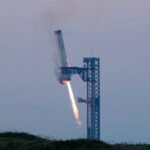 SpaceX's Super Heavy booster lands during SpaceX Starship's fifth flight test, in Boca Chica, Texas, U.S., October 13, 2024.