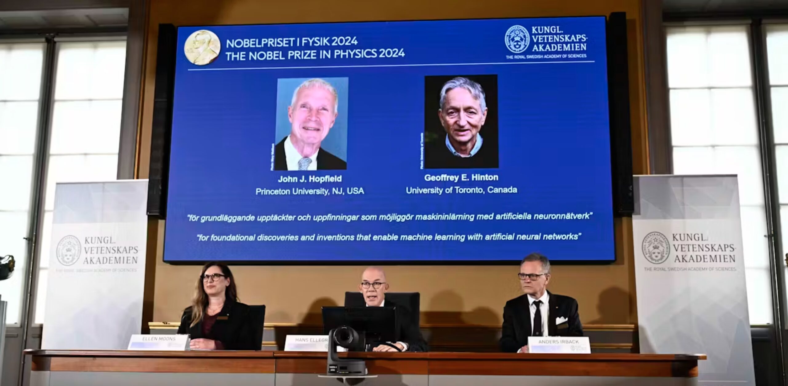 The 2024 Nobel Prize in Physics has been awarded to scientists John Hopfield and Geoffrey Hinton. 