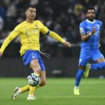 Al Nassr’s Cristiano Ronaldo kicks the ball during Riyadh Season Cup 2024 final match against Al Hilal at Kingdom Arena Stadium in Riyadh, Saudi Arabia, Thursday, Feb. 8, 2024.