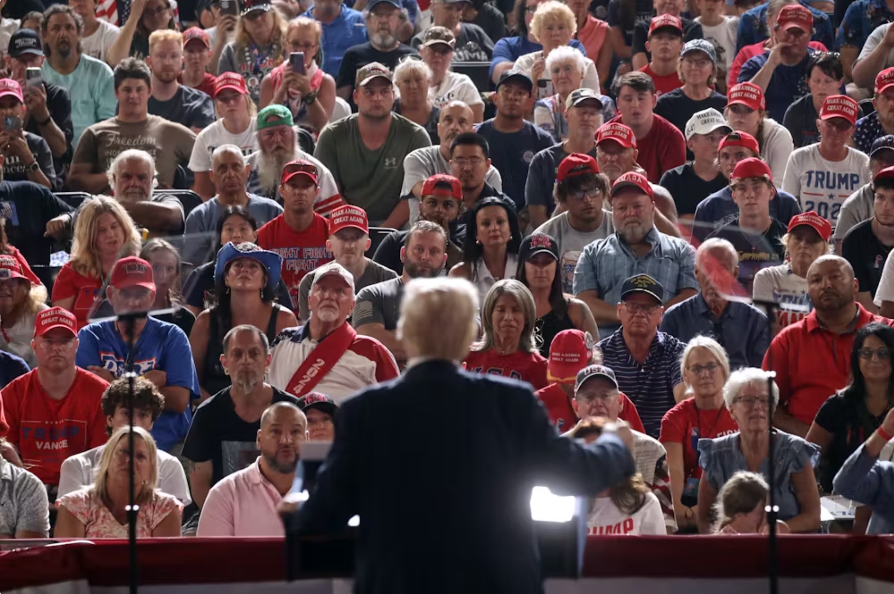 Donald Trump speaks at a rally on July 31, 2024, in Harrisburg, Pa.