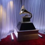 A view of a Grammy statue appears in the press room at the 65th annual Grammy Awards on Sunday, Feb. 5, 2023, in Los Angeles.