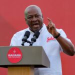 Ghana's former president and current main opposition National Democratic Congress (NDC) party presidential candidate John Dramani Mahama, 65, addresses supporters during a political campaign launch ahead of December polls, in Tamale, Ghana, July 27, 2024.